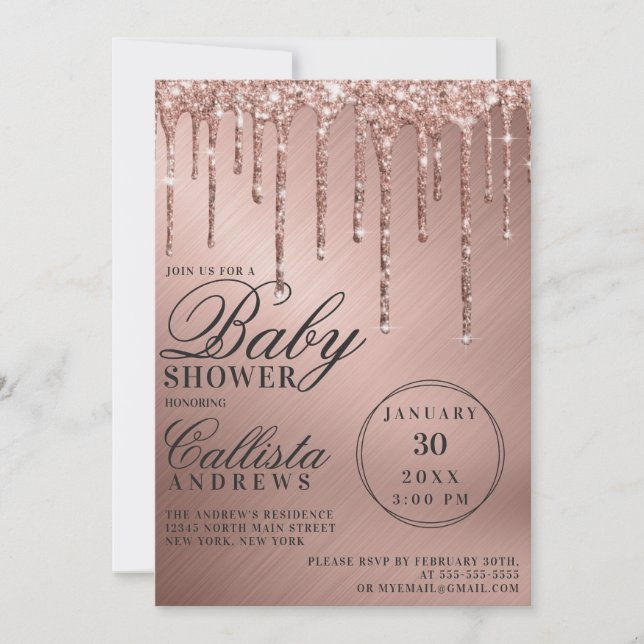 Invitation Baby shower de Parties scintillant métalliques Gla (Devant)