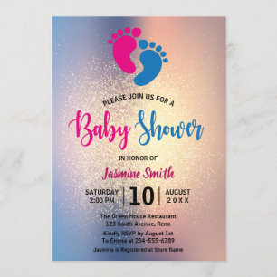 Invitation Baby shower de Parties scintillant moderne neutre