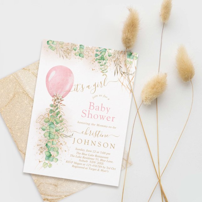 Invitation Baby shower de Parties scintillant or Eucalyptus F (Créateur téléchargé)