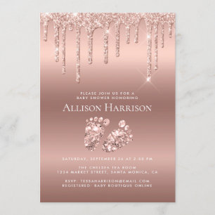 Invitation Baby shower de Parties scintillant Rose Gold