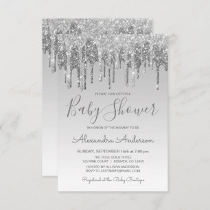 Invitation Baby shower de Parties scintillant Silver Sparkle 