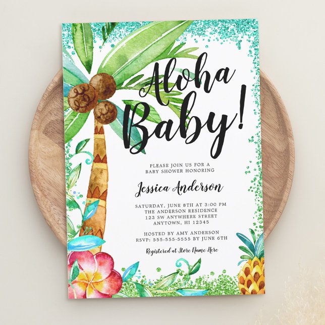 Invitation Baby shower de Parties scintillant Tropical Luau W (Créateur téléchargé)