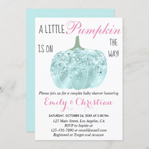 Invitation Baby shower de Parties scintillant Turquoise Aqua 
