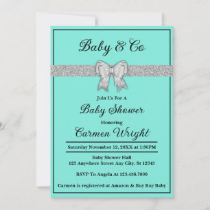 Invitation Baby shower de Parties scintillant Turquoise & Arg