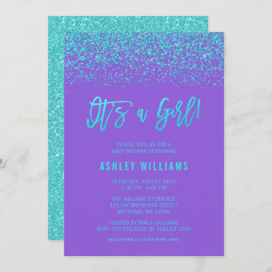 Invitation Baby shower de Parties scintillant Turquoise moder