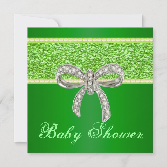 Invitation Baby shower de Parties scintillant vert (Devant)