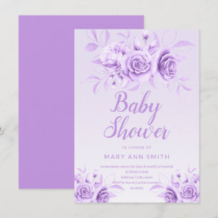 Invitation Baby shower de Parties scintillant violet flou 
