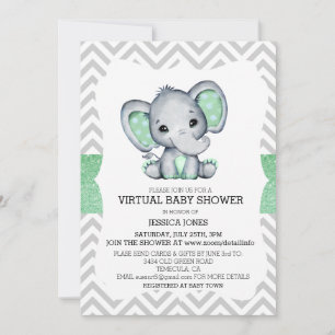 Invitation Baby shower de Parties scintillant Virtual Green E