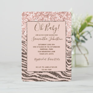 Invitation Baby shower de Parties scintillant Zebra Brown Pea