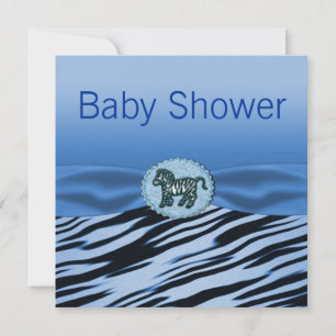 Invitation Baby shower de Parties scintillant Zèbre bleu et n