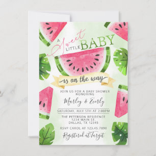 Invitation Baby shower de pastèque rose tropicale