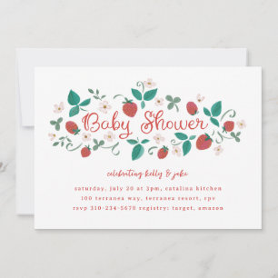 Invitation Baby shower de patchs fraises