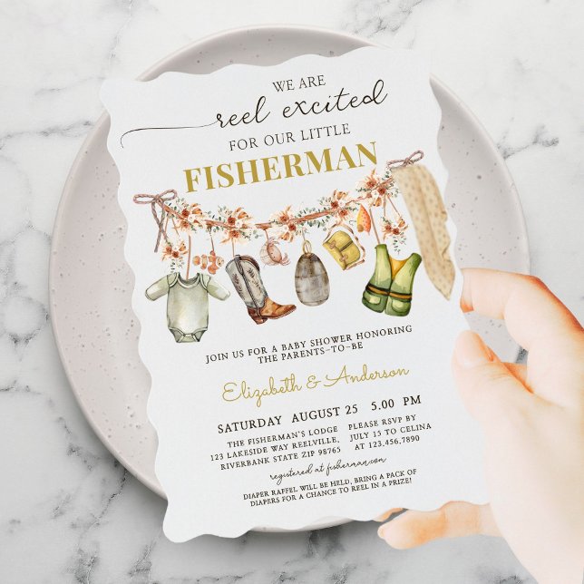 Invitation Baby shower de pêche Excitée Reel (Créateur téléchargé)