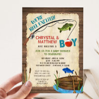 Baby shower de pêche, garçon rustique Reel excité