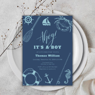 Invitation Baby shower de pêche nautique moderne
