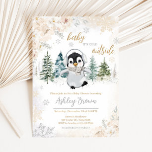 Invitation Baby shower de Penguin de l'Arctique d'hiver