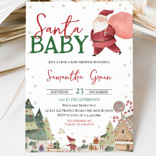 Invitation Baby Shower de Père Noël Genre Neutre