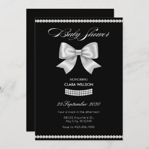 Invitation Baby shower de perle à arc doux noir