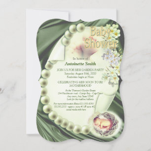 Invitation Baby shower de perles vertes