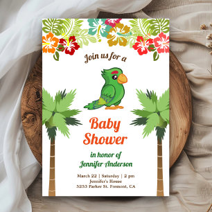 Invitation Baby shower de perroquets de la forêt tropicale de