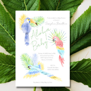 Invitation Baby shower de perroquets tropicaux d'Aloha Hawaïe