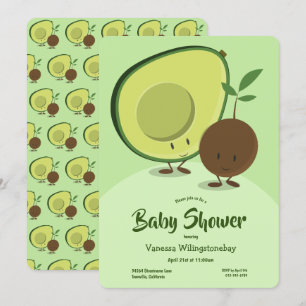 Invitation Baby shower de personnage de dessin animé Avocado