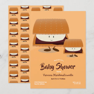 Invitation Baby shower de personnages de Cartoon Brown White