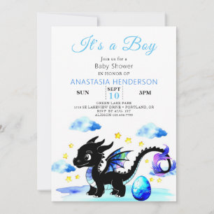 Invitation Baby shower de petit dragon Egg Boy