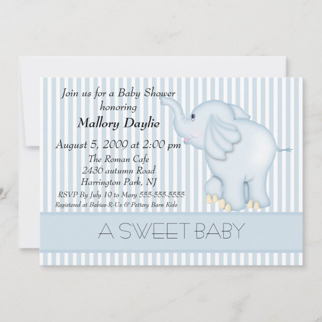 Invitation Baby shower de petit garçon bleu clair doux (Devant)