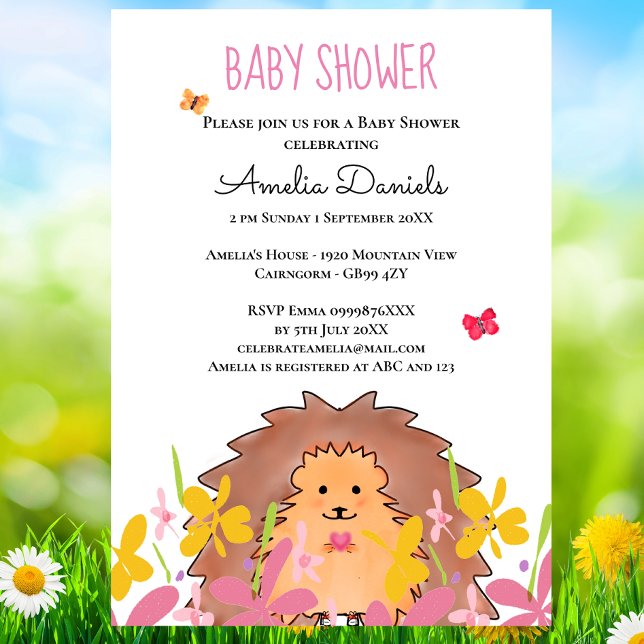 Invitation Baby shower de petit hérisson mignon (Créateur téléchargé)