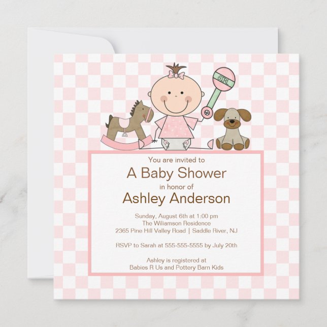 Invitation Baby shower de petite fille Figur (Devant)