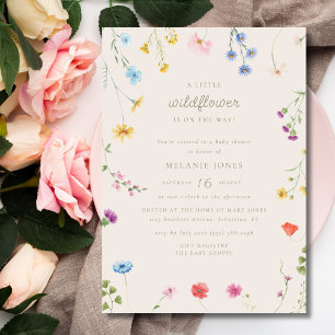 Invitation Baby shower de petite fille Fleur sauvage