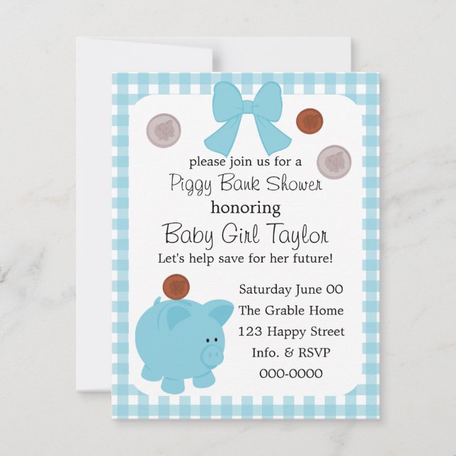 Invitation Baby shower de Piggy Bank (Devant)