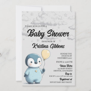 Invitation Baby shower de pingouin