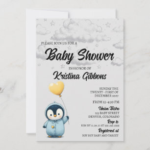 Invitation Baby shower de pingouin