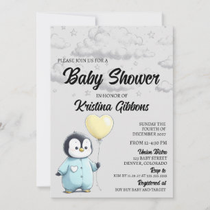 Invitation Baby shower de pingouin