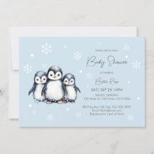 Baby shower de pingouin aux flocons de neige migno