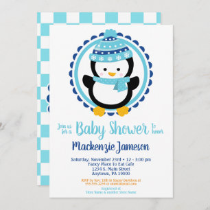 Invitation Baby shower de pingouin d'hiver