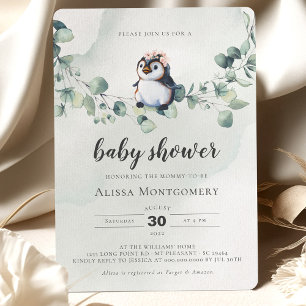 Invitation Baby shower de pingouin fille