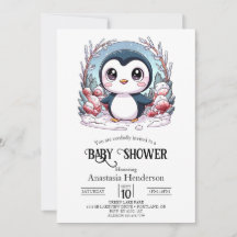 Baby shower de pingouin simple enchanté