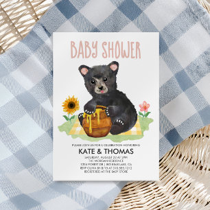 Invitation Baby shower de pique-nique de l'ours de miel