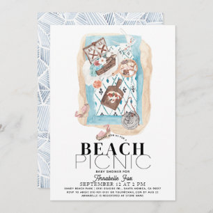 Invitation Baby shower de pique-nique de plage Indigo