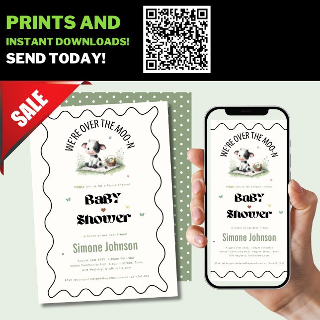 Invitation Baby shower de pique-nique de vache en ligne Invit (Créateur téléchargé)