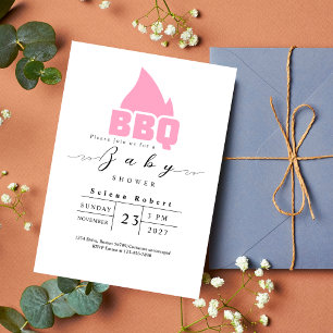 Invitation Baby shower de pique-nique moderne BBQ PINK