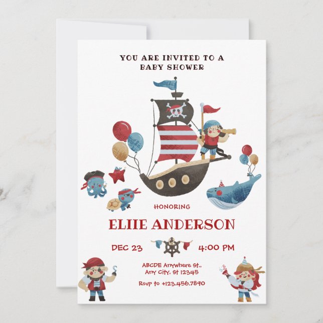 Invitation Baby shower de pirates (Devant)
