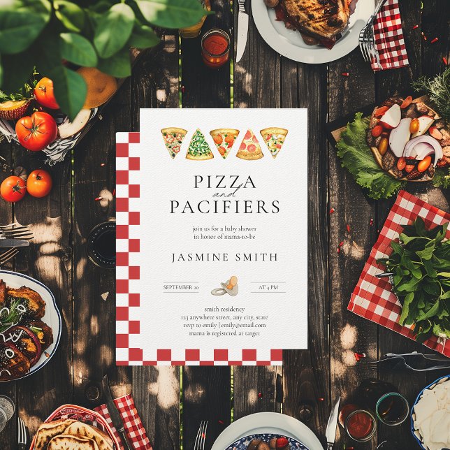 Invitation Baby shower de pizza et de Pacificateurs (Pizza and Pacifiers Casual Baby Shower Invitation)