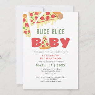 Invitation Baby shower de pizza pour bébés à tranche minimale
