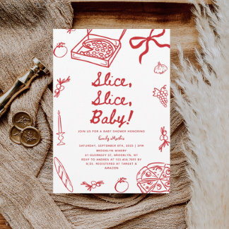 Invitation Baby shower de pizza pour bébés Slice Slice