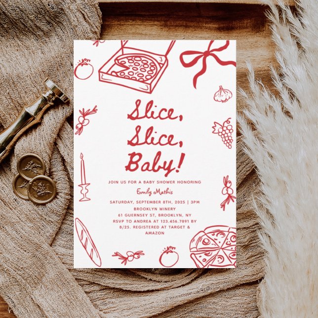 Invitation Baby shower de pizza pour bébés Slice Slice (Créateur téléchargé)
