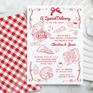 Invitation Baby shower de pizza tirée à la main